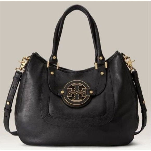 TORY BURCH AMANDA COGNAC PEBBLED LEATHER CROSSBODY HOBO TOTE BAG PURSE - Picture 16 of 16